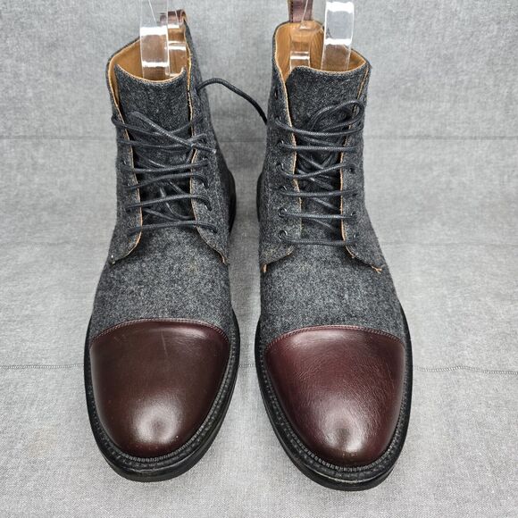 TAFT The Jack Cap Toe Boot In Grey/Oxblood Wool/Leather Men\'s Size 12 main image 6